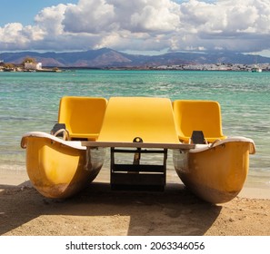 View To Small Catamaran Standing On Coast