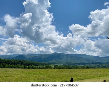 View Of The Smoke Mountains On A Partly Cloudy Day.