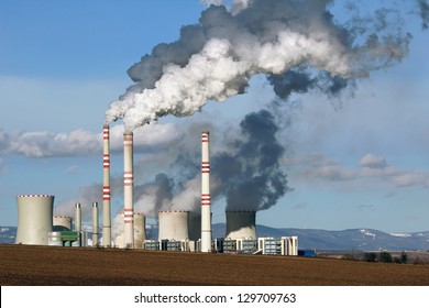 View Of Smoking Coal Power Plant