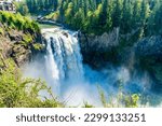 A view of Snoqualmie Falls on a powerful day in Washington State.