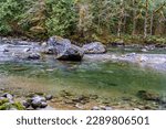 A view of the Snoqualmie River near Twin Falls in Washington State.