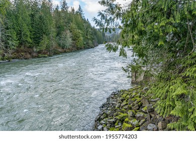 A View Of The Snoqualmie River In Winter.