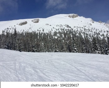 View Of Snow Capped Canadian Rockies From Banff Sunshine Village Ski Resort