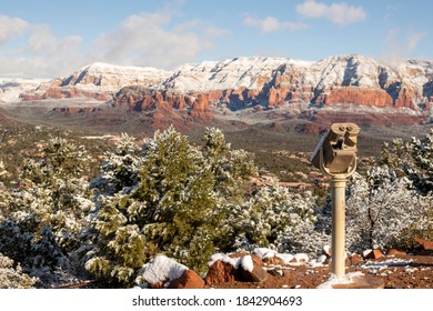 View Of Snow Covered Wilson Mountain, Coin-operated Viewer Foreground