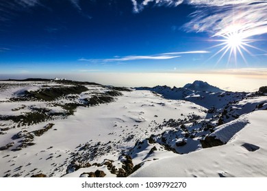 View Of Snow, Ice And Glaciers On Top Of Mount Kilimanjaro, Tanzania, Africa