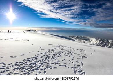 View Of Snow, Ice And Glaciers On Top Of Mount Kilimanjaro, Tanzania, Africa