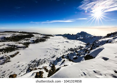 View Of Snow, Ice And Glaciers On Top Of Mount Kilimanjaro, Tanzania, Africa