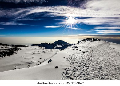 View Of Snow, Ice And Glaciers On Top Of Mount Kilimanjaro, Tanzania, Africa