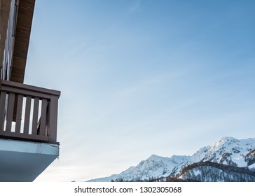 View Of The Snowy Mountains From The Balcony Of The Ice Hotel Rosa Khutor