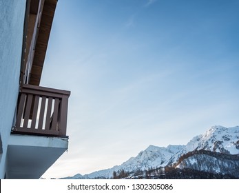 View Of The Snowy Mountains From The Balcony Of The Ice Hotel Rosa Khutor