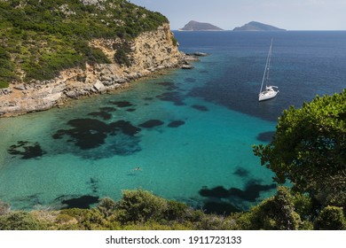 View of the south coast of the uninhabited island of Peristera in the Northern Sporades facing Alonissos - Shutterstock ID 1911723133