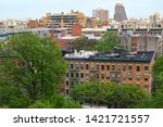 View of South Harlem and Morningside Park from Morningside Drive in Morningside Heights neighborhood of Manhattan, New York City, United States