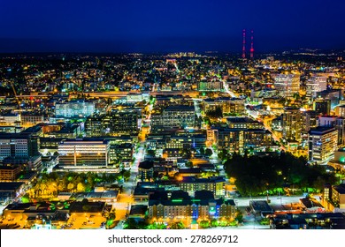 View Of South Lake Union At Night, In Seattle, Washington.