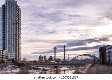 View Of The South Platt River At Confluence Park, Denver.