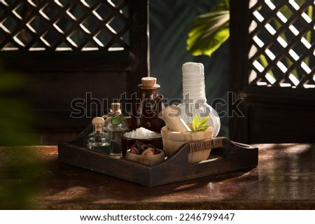 view of spa theme objects on color tropic authentic back