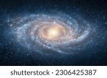 View from space to a spiral galaxy and stars. Universe filled with stars, nebula and galaxy. Elements of this image furnished by NASA.