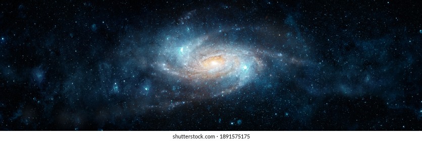 Der Blick vom Raum auf eine Spiralgalaxie und Sterne. Universum gefüllt mit Sternen, Nebel und Galaxie, Elemente dieses von der NASA bereitgestellten Bildes.