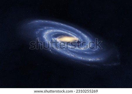 A view from space to a spiral galaxy and stars. Our galaxy, the Milky Way. Milky way galaxy with stars and space dust in the universe. The elements of this image furnished by NASA.
