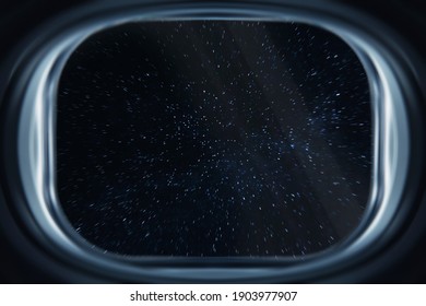 View From A Spacecraft Window During Interstellar Travel In The Dark Deep Space