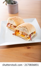 A View Of A Spicy Chicken Ciabatta Sandwich.