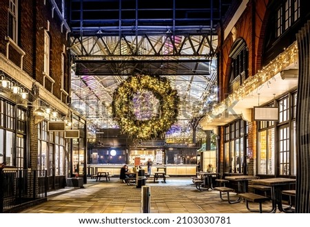 View of Spitafields market at Christmas time, London, UK Stock photo © 