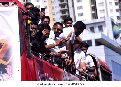 View Of Sri Lankan Cricket Team Members Celebrate Their Victory During The Asia Cup Twenty20 Tournament In Dubai, Retuning To Colombo, Sri Lanka. 13th September 2022