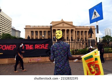View of a Sri Lankan flag seller vender during the anti-government protest at Galle Face in Colombo, Sri Lanka on 29th April 2022