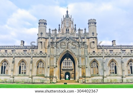 View of St John's College, University of Cambridge in Cambridge, England, UK.