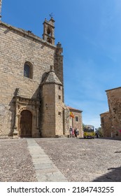 View At The St Matthew Church, Iglesia De San Mateo, On Plaza De San Mateo, St Matthew Square, Torre De Las Cigüeñas, Storks Tower, As Background, On Cáceres City Downtown