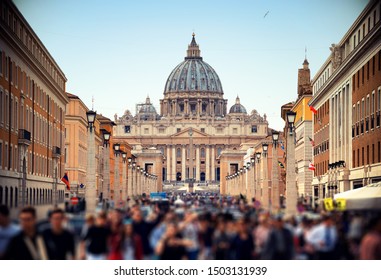 View of St. Peter's Basilica in the Vatican. Rome, Italy