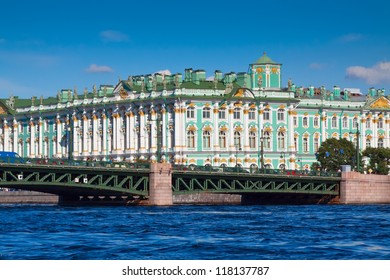 View Of St. Petersburg. Winter Palace From Neva River In Sunny Day