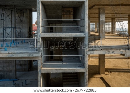 View of a staircase core in an on-going building construction project