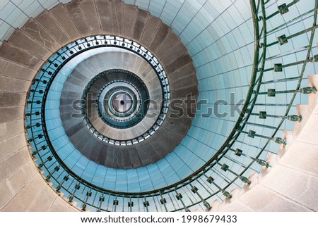 View of stairs spiral inside the lighthouse, vierge island, brittany,france