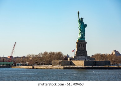 View of the Statue of Liberty in New York City.