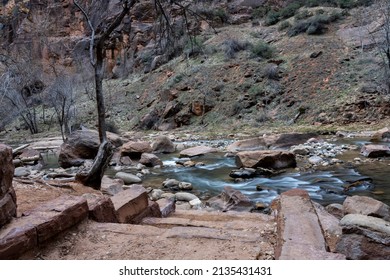 View Of Steps Towards The River In The Zion Valley