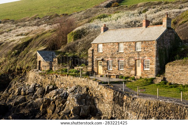 View Stone Cottage Hillside Late Evening Stock Photo Edit Now