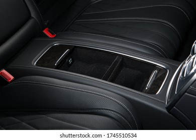 View Of A Storage Compartment Of A Luxury Car Interior