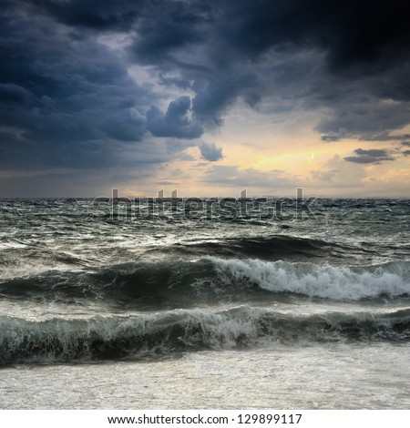View of storm seascape in the Almeria coast, Spain