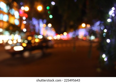 View Of The Street With The Blur Style Making Bokeh Scene