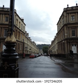 View of a street in historical city of Bath in England 