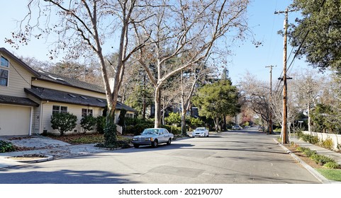 View of street in Palo Alto, Silicon Valley, California.