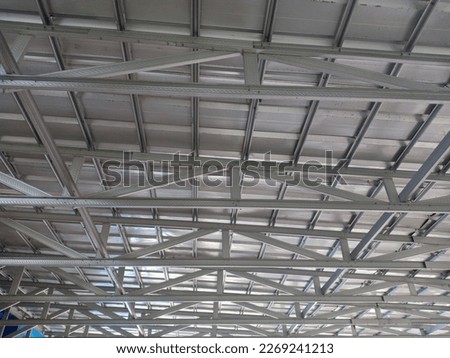 View of the structure and framework of the roof of the house using mild steel. The roof frame of the house looks neat and strong
