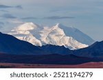 View of the stunning Denali the highest mountain in North America (formerly known as Mount McKinley), in Denali National Park and Preserve, Alaska, USA