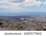 View of the stunning landscape from the Kilauea Iki Volcano crater hike, Volcanoes National Park in Big Island Hawaii