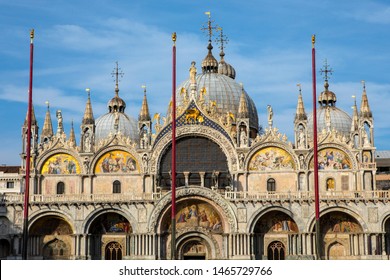 A View Of The Stunning St. Marks Basilica, Situated On Piazza San Marco In The Historic City Of Venice In Italy.