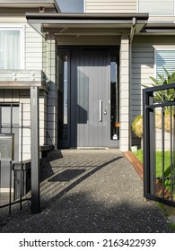 View of suburban house door. Auckland, New Zealand - May 20, 2022