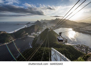 View From The Sugar Loaf Mountain During The Sunset In Rio De Janeiro, Brazil