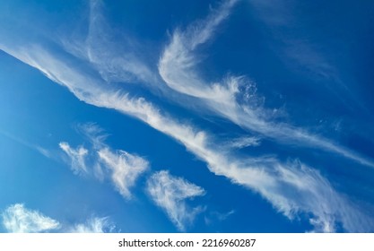  View of the summer sky landscape with beautiful feathery clouds on bright blue firmament. Nature,  - Shutterstock ID 2216960287