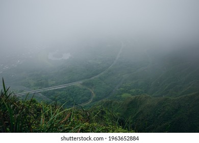 View from the summit of the Koolau Mountain range on the island of Oahu in Hawaii. High quality photo