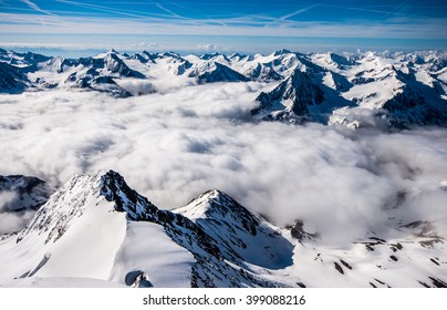 View from the summit in mountains